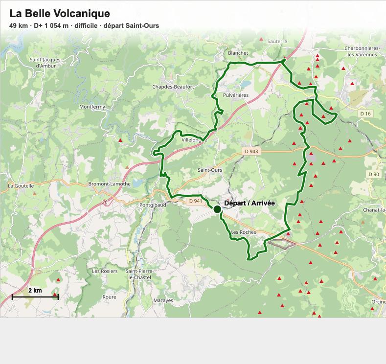 Carte du circuit VTT de la Belle Volcanique