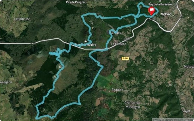 Carte du parcours Expérience Volcanique, trail de 26 km de la Volvic Volcanic Experience
