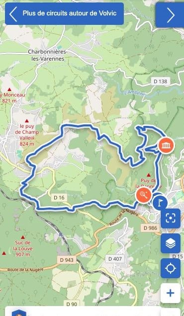 Carte du circuit permanent Sur les hauteurs de Volvic, 16 km