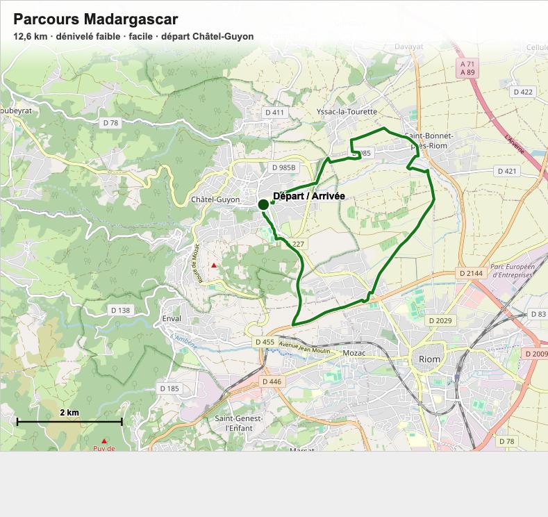 Carte du parcours Madargascar, circuit VTT entre vignes et patrimoine