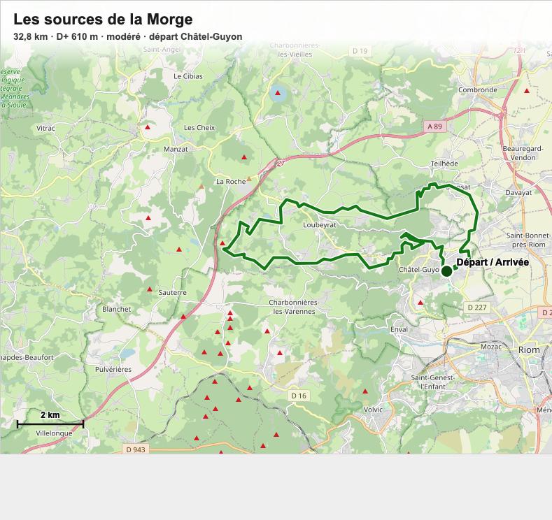 Carte du circuit VTT des sources de la Morge
