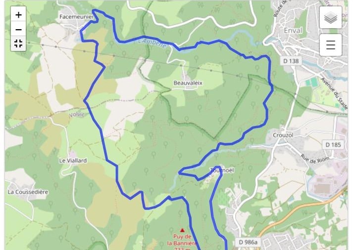 Carte du parcours Volvic Nature, trail de 13,5 km autour de Volvic